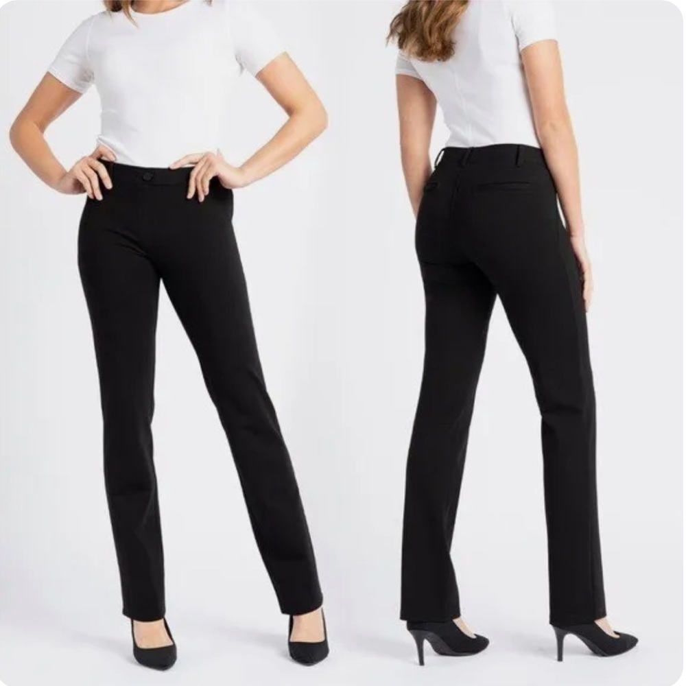 Betabrand W0076-BK Black Straight Leg Classic Dress Yoga Pants Medium